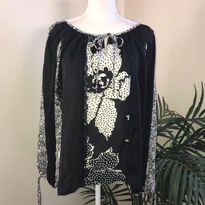 Freestyle Boho Lace Edged Poly Peasant Top 9A M